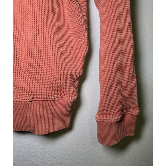 Madewell Women’s XS Orange Waffle Knit V-Neck Long Sleeve Thermal Top Cotton - Picture 6 of 10